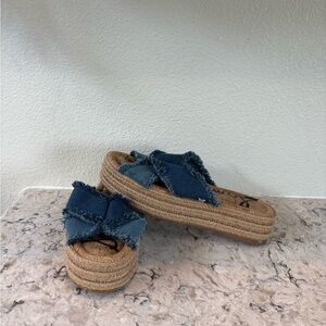 Sam Edelman Blue Espadrille Slides